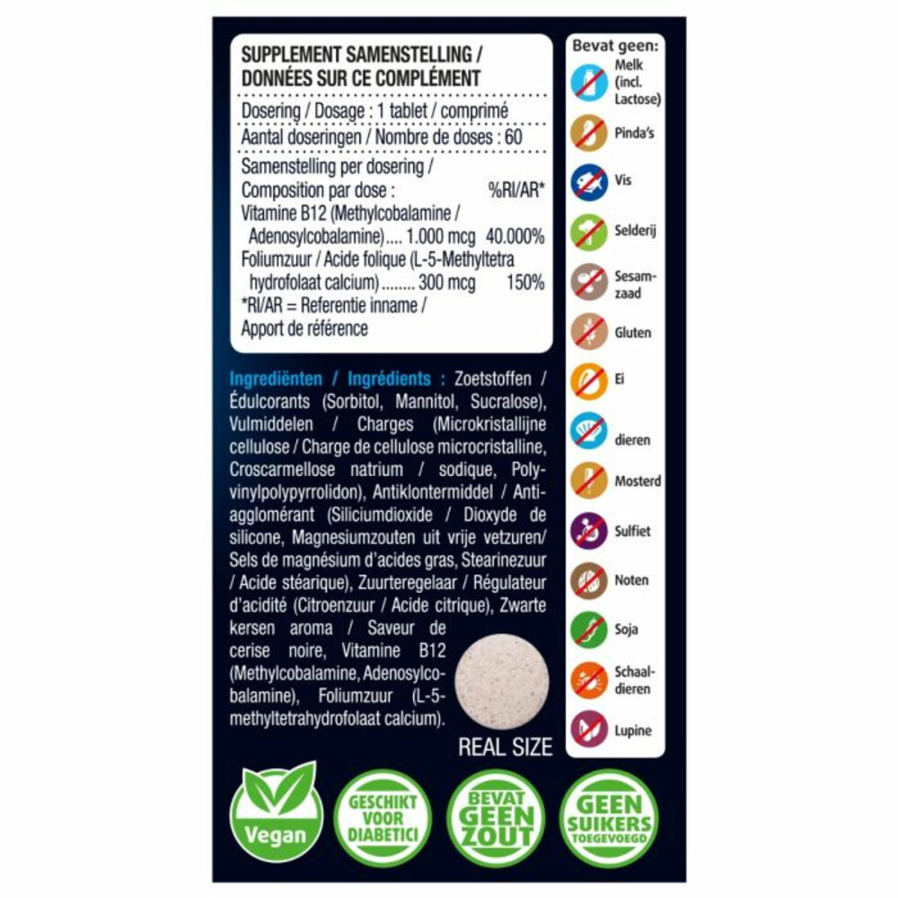 Lucovitaal Vitamine B12 & Foliumzuur 60 smelttabletten