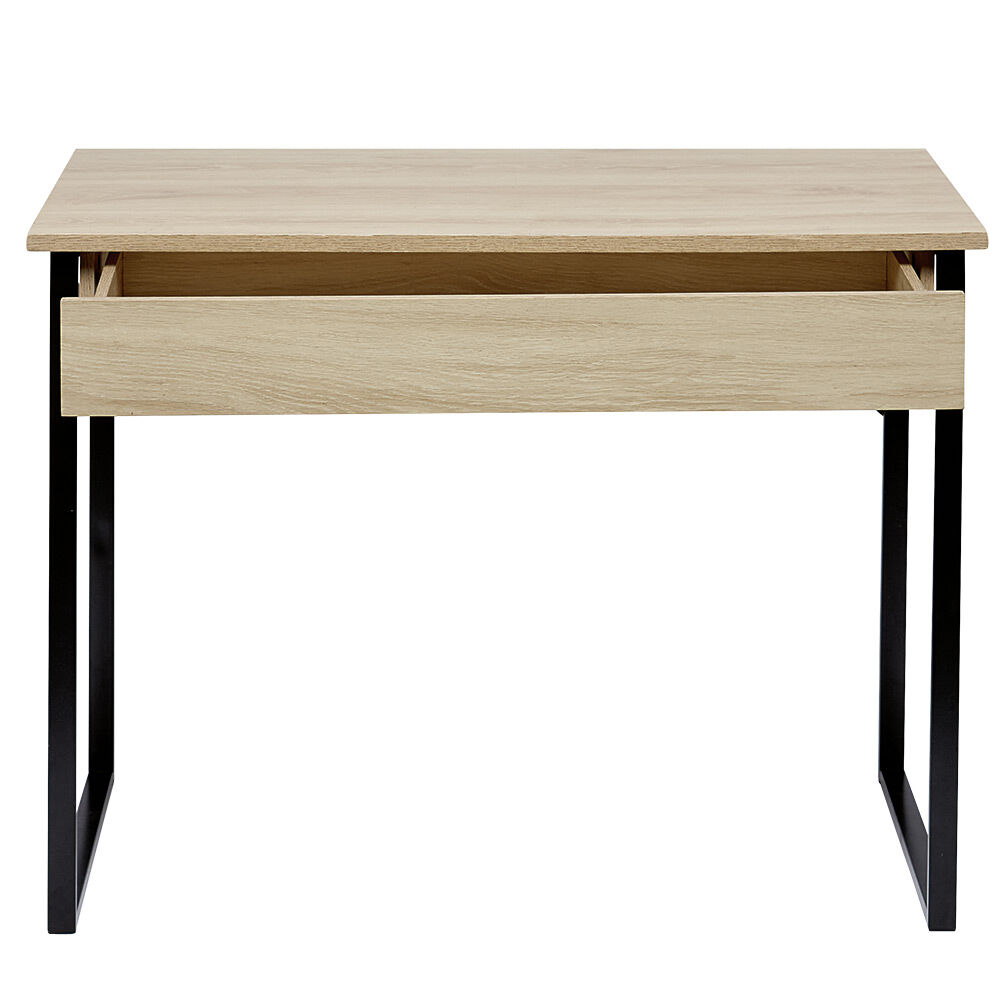 Bureau Paolo 1 tiroir métal et bois naturel noir
