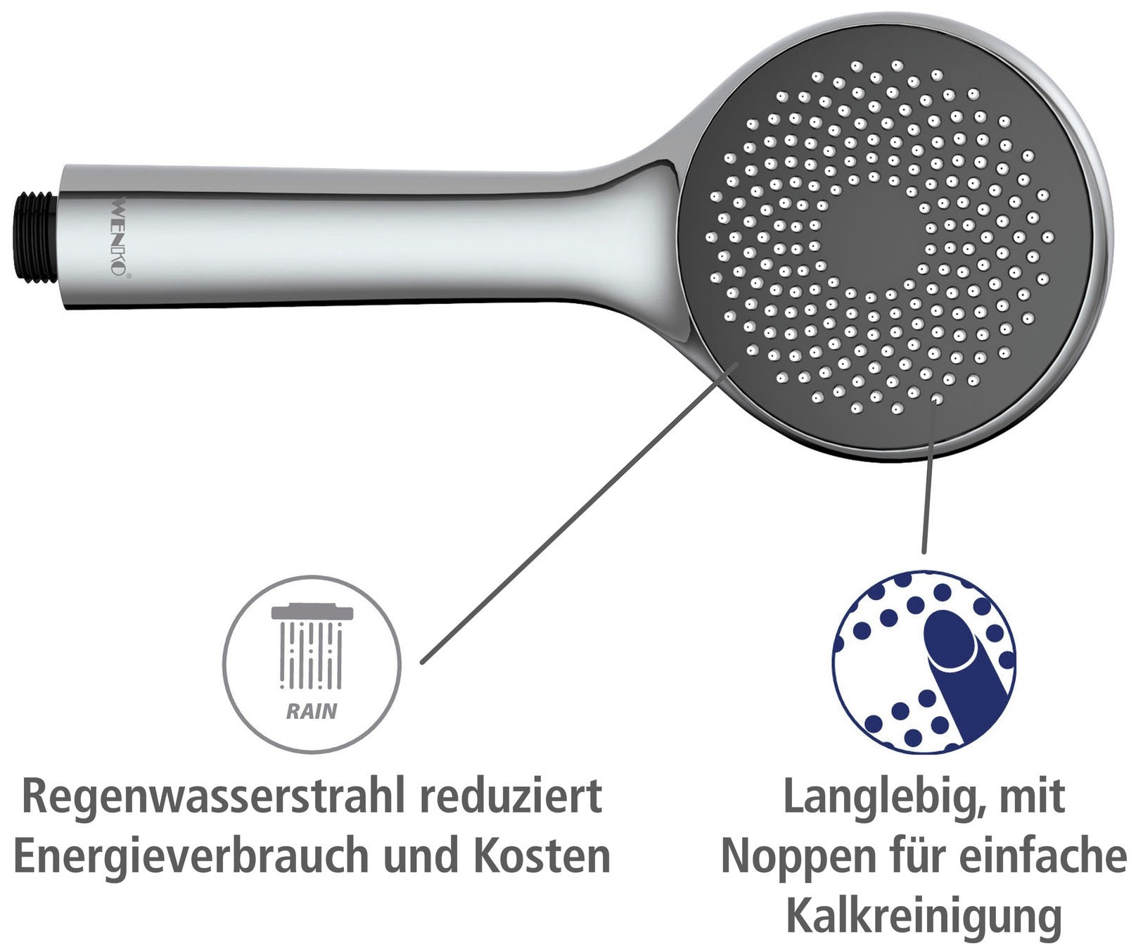 WENKO Handbrause »Watersaving System« Duschkopf Watersaving, Durchmesser 9,6 cm