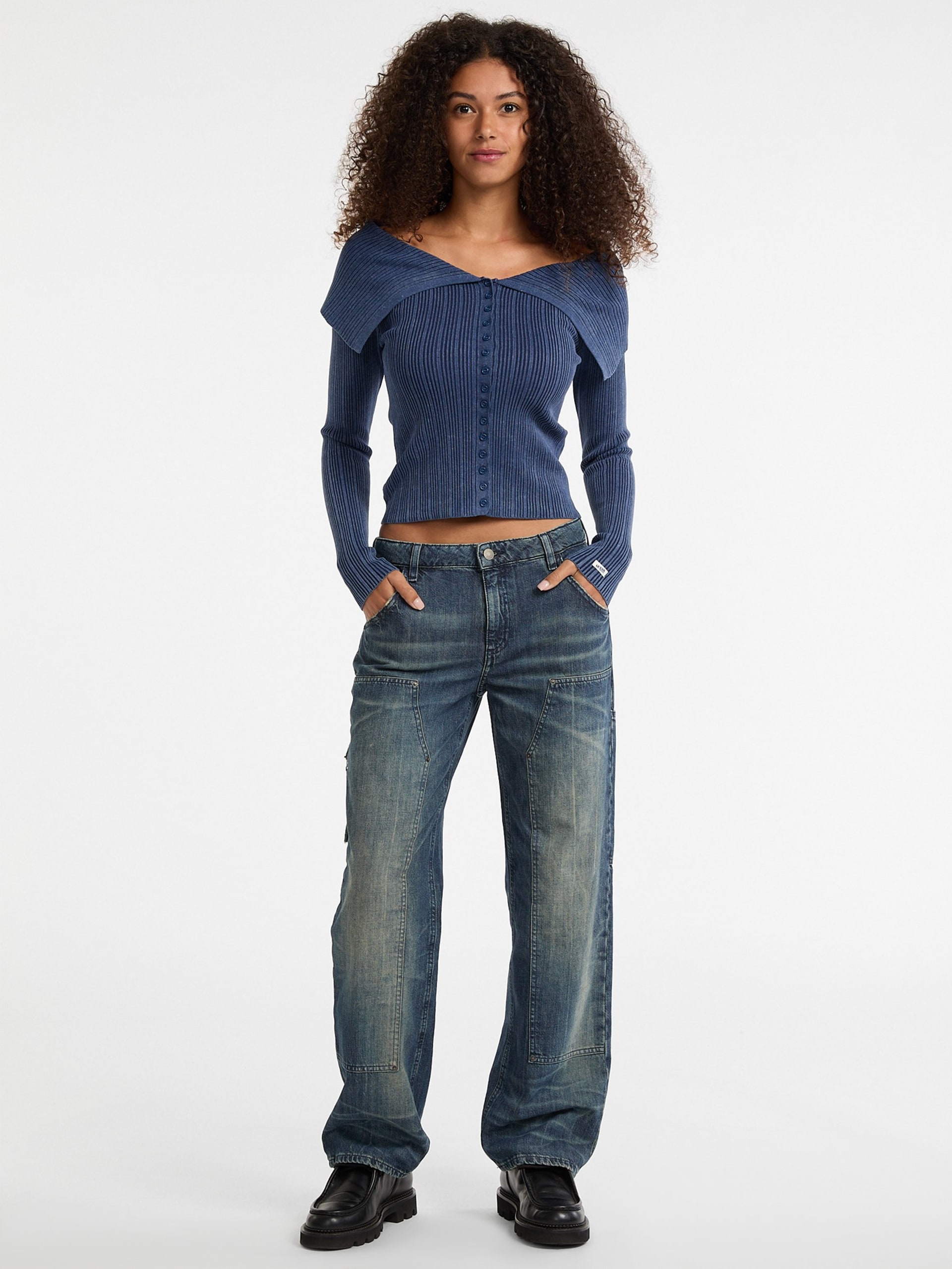 Cardigã dobrável canelado GUESS Originals