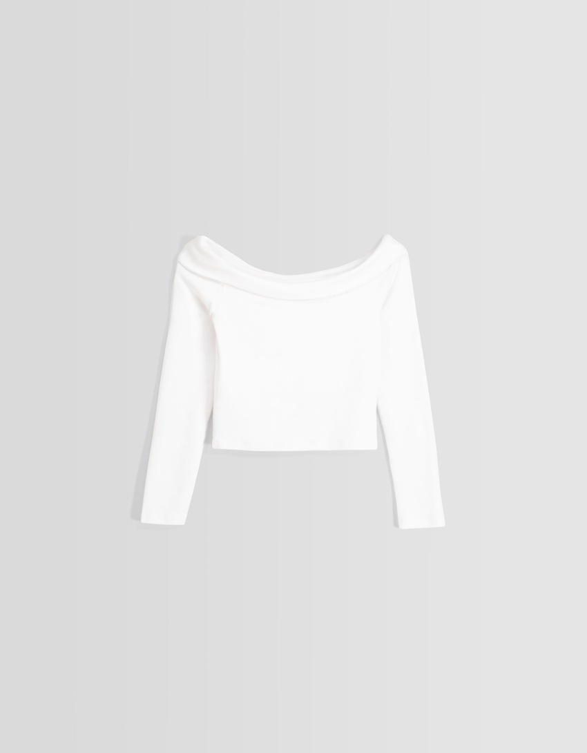 Camiseta Bardot de manga comprida