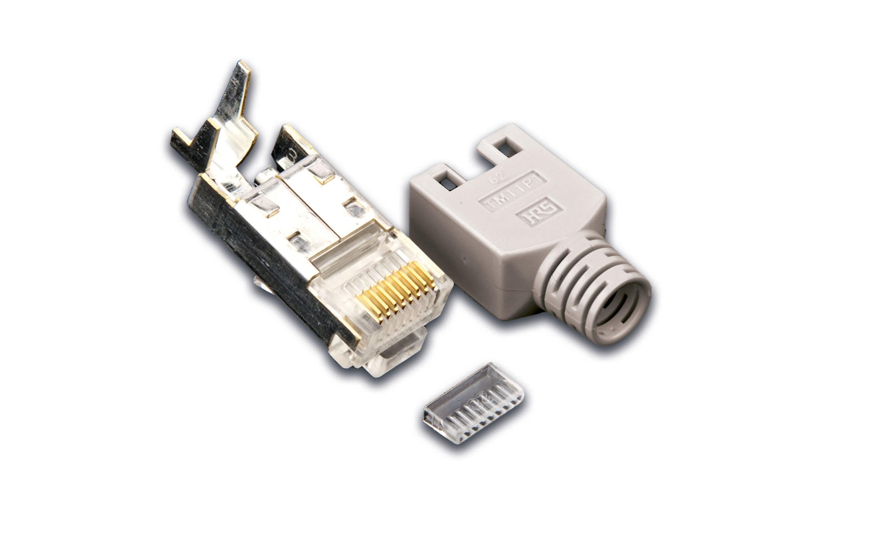 Stecker RJ45 Hirose TM11 50 Stück, GrauRJ45 Hirose TM11 Cat.5e Stecker, 50er Pack, grau