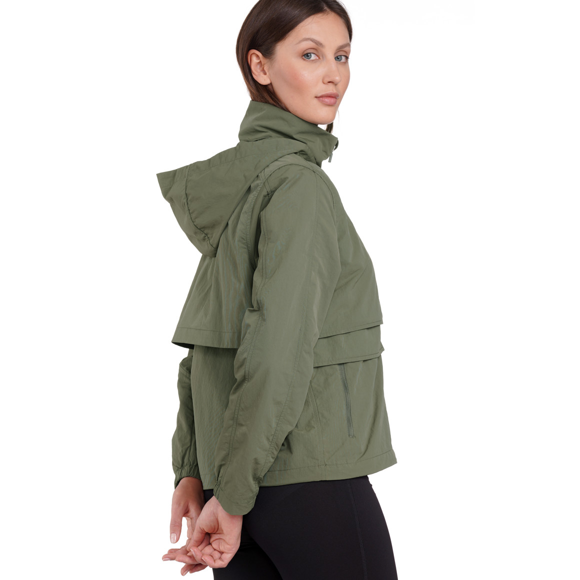 Gina Sports Damen Sport-Jacke mit versteckter Kapuze oliv