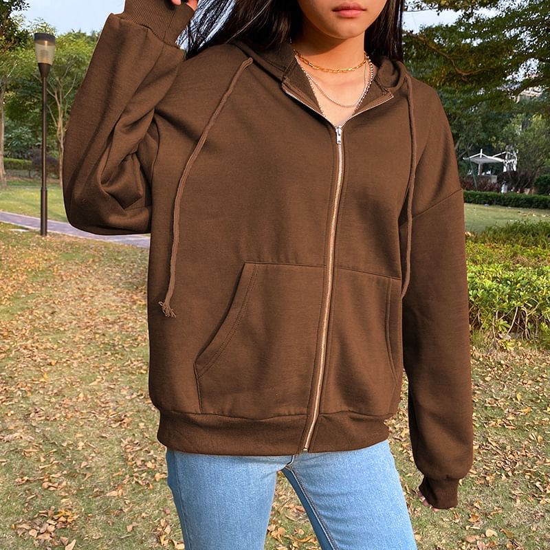 Trisica - Unisex hoodie met lange mouwen, losse pasvorm en rits