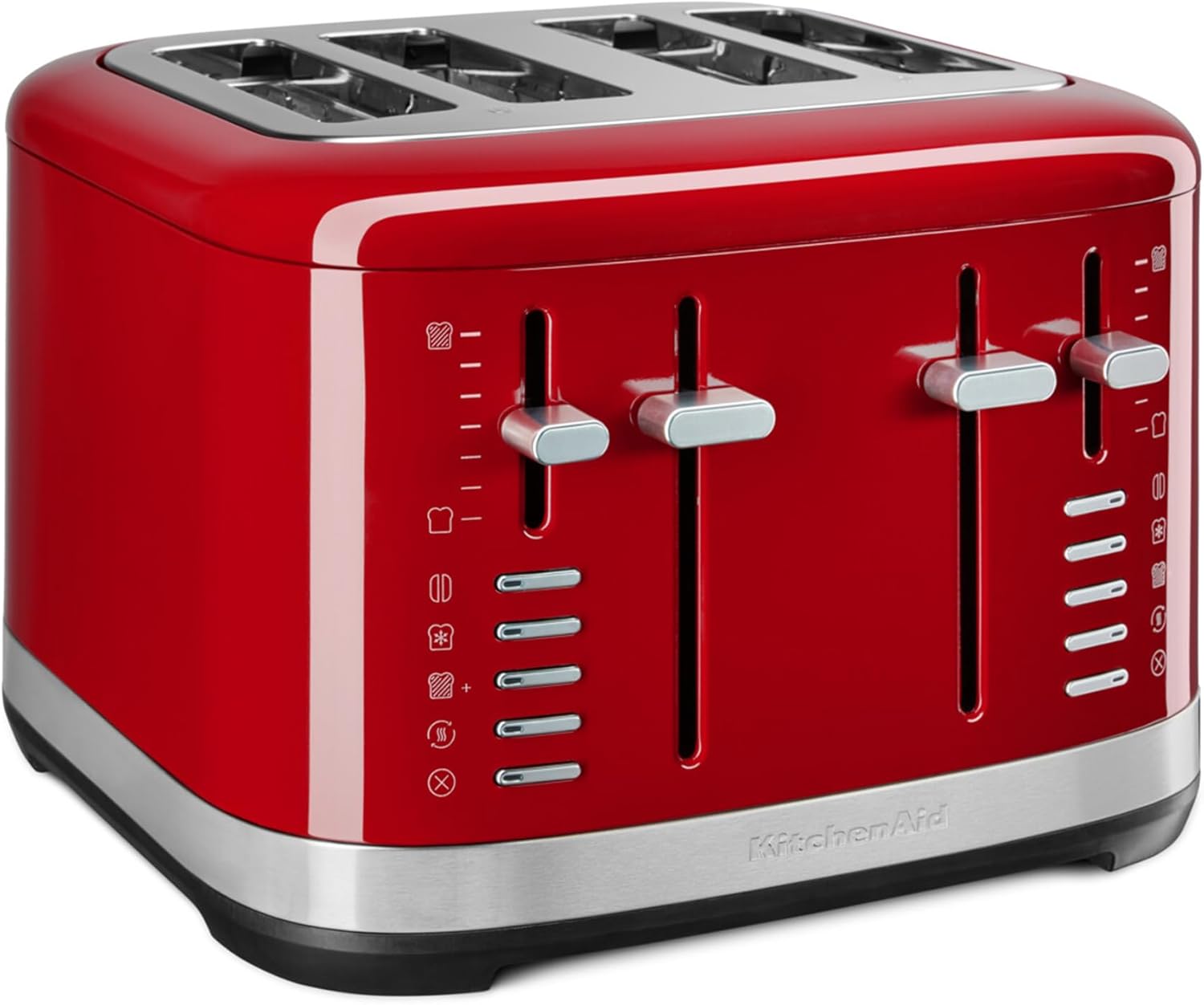 KitchenAid 5KMT4109EER Toaster für 4 Scheiben, Manuelle Bedienung, 7 Bräunungsstufen, Extrabreite Schlitze (3,2 cm), Ganzmetallgehäuse, Auftau-, Bagel- & Aufwärmfunktion, 1960W, Empire Rot
