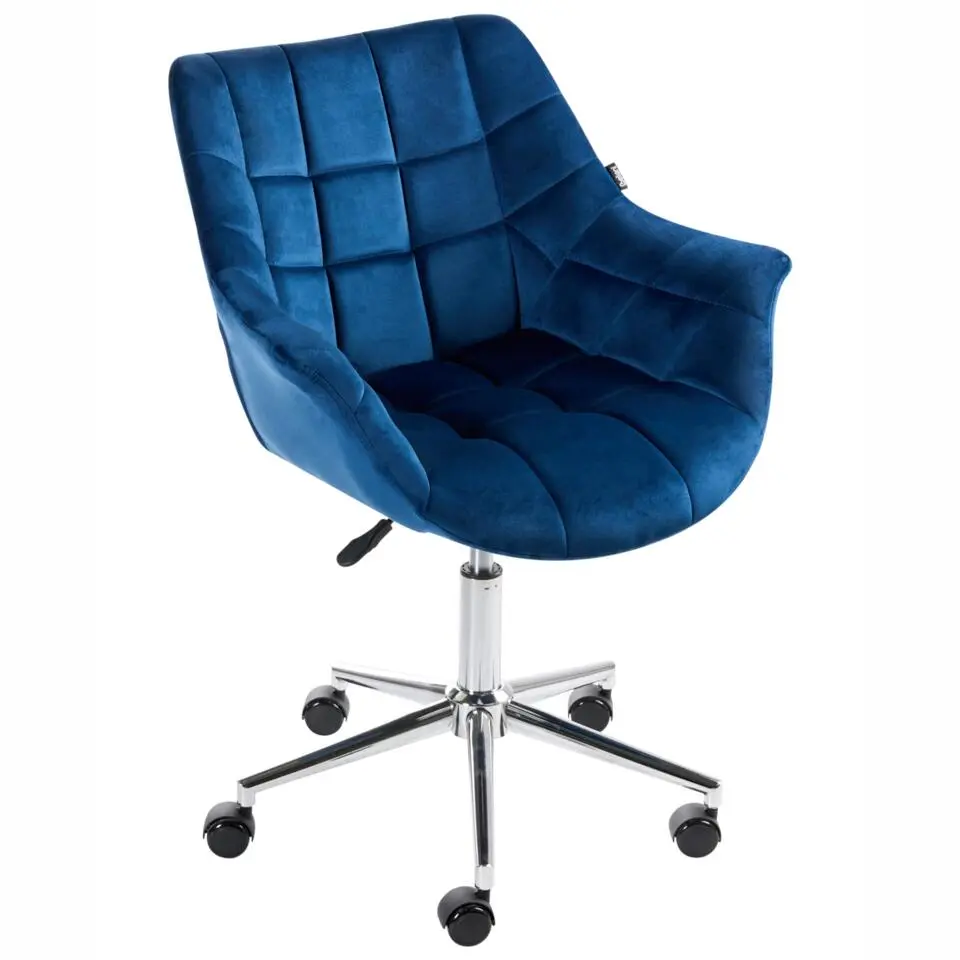 LABELLE - Bureaustoel - Donkerblauw - Fluweel
