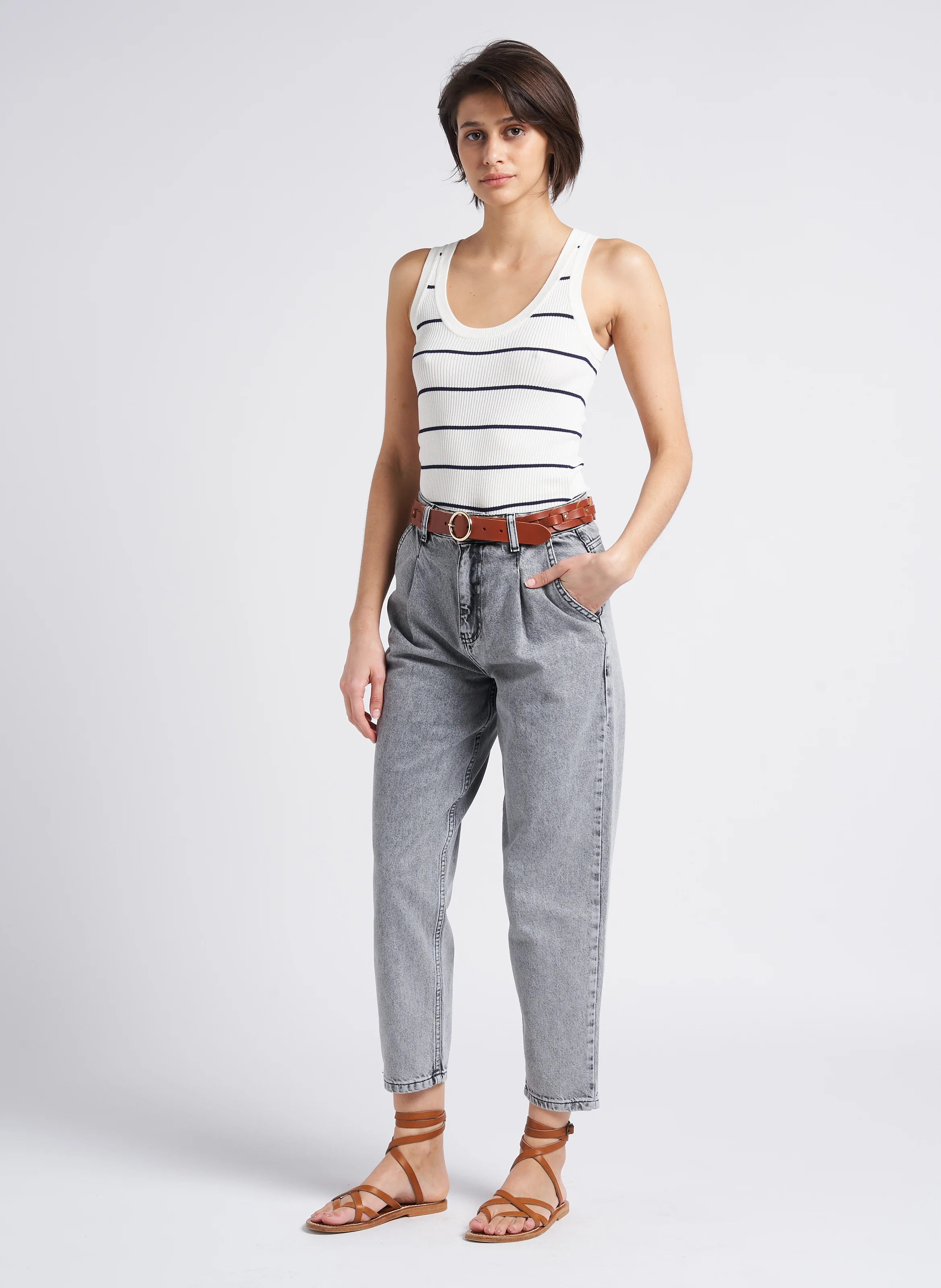 Jean baggy en coton délavé | Argent