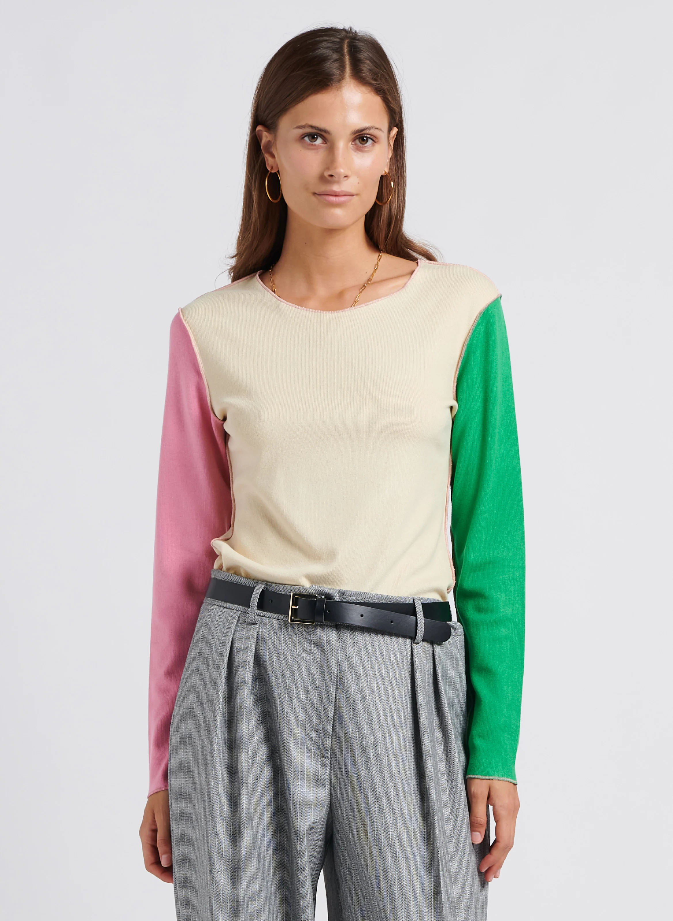 ZOE - Pull droit à col rond | Multicolore