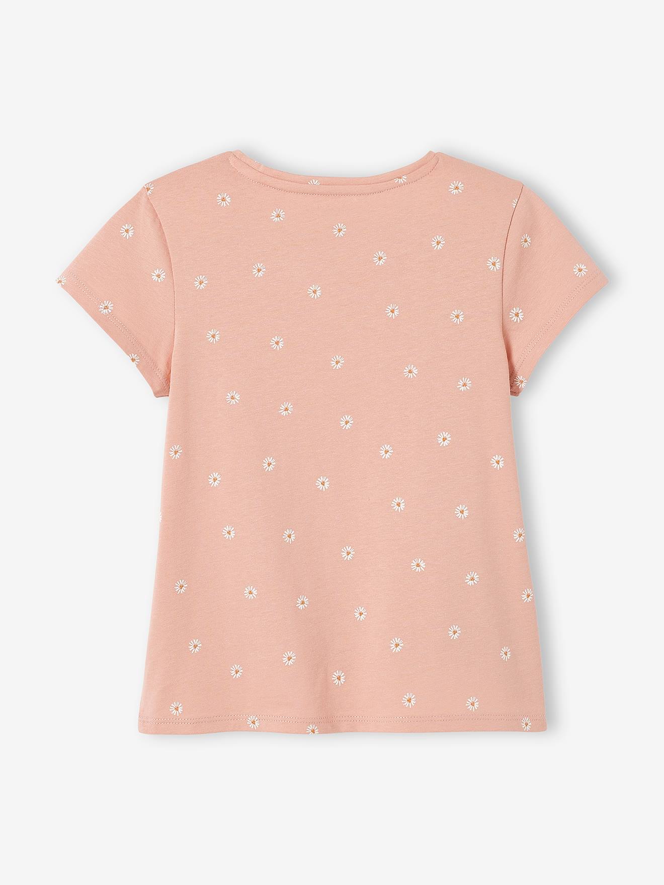 Camiseta infantil com estampa de flores em relevo, na cor off-white.