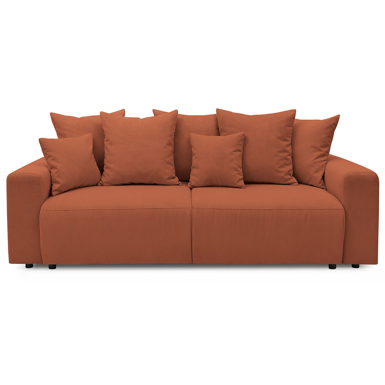 Bobochic Canapé 3 places convertible velours côtelé Envy orange - 245x102x88 cm