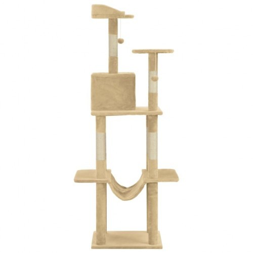 Arranhador bege para gatos com sisal.