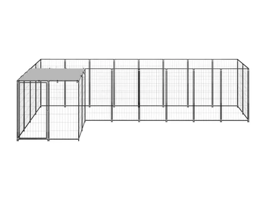 Chenil extérieur cage enclos noire 220 x 440 x 110 cm 02_0000548