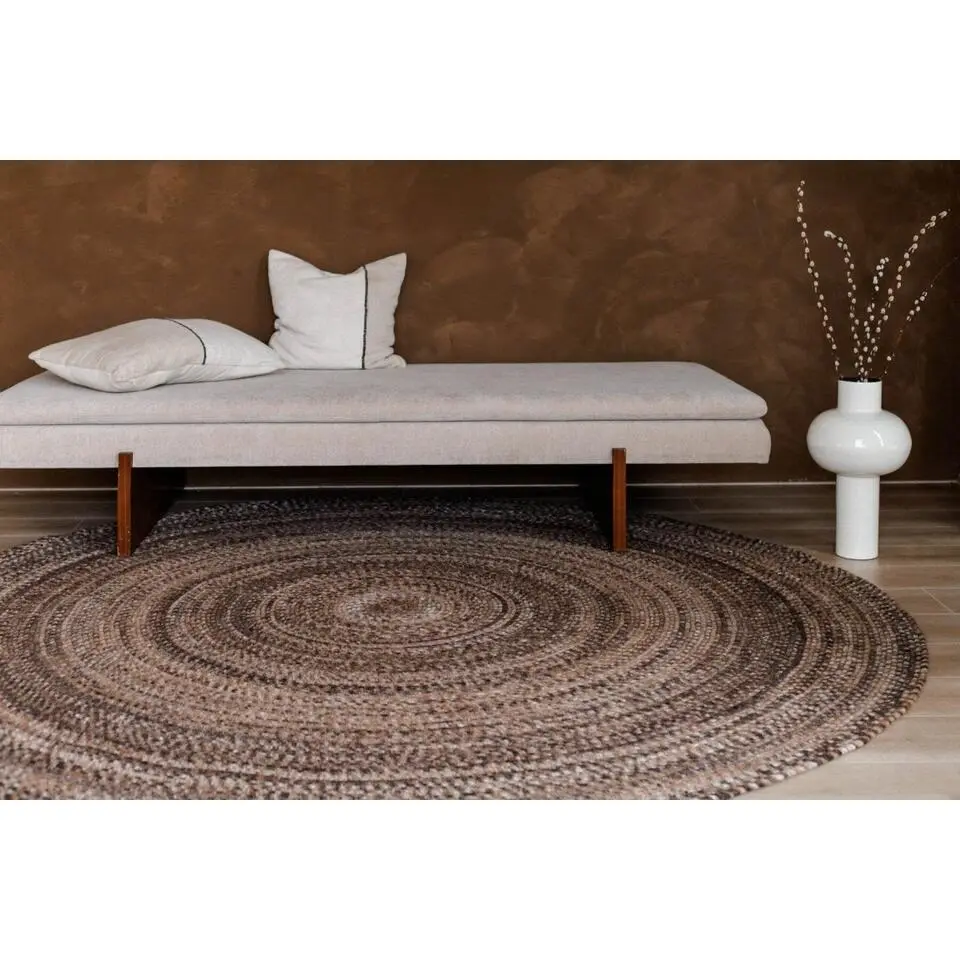 Interieur05 rond vloerkleed Gapo donkerbruin - 220 x 220 cm
