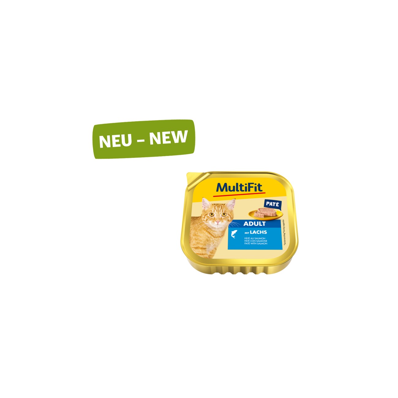 MultiFit Nassfutter Katze Adult, Paté, mit Lachs und Joghurtkern 16x100 g