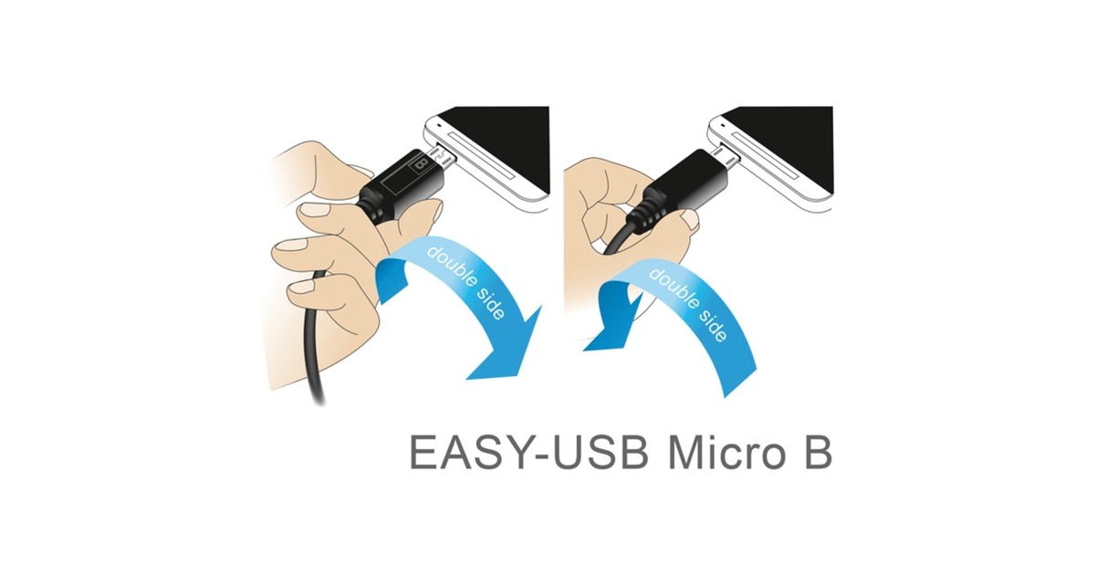 DeLOCKEASY-USB-A 2.0 male > EASY-USB Micro-USB-B 2.0 male  kabel  (Zwart, 0,5 meter)