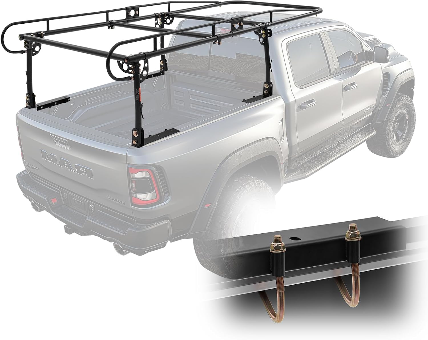 VEVOR Leiterträger für LKW, 454 kg Tragkraft LKW-Regale, Montage ohne Bohren für Lange oder schwere Ladung, Dachträger Dachregal 110-160 cm verstellbare Breite für Kajak, Leiter, Surfbrett, Bauholz