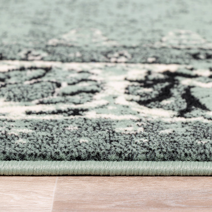Rond vintage vloerkleed - Wonder Groen/Zwart