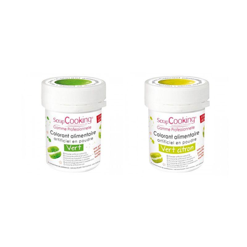 2 colorants alimentaires en poudre - vert citron-vert Scrapcooking