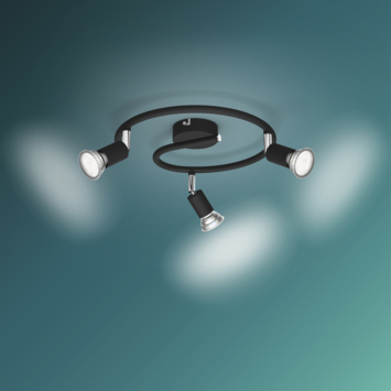 Philips Limbali 3-lichts opbouwspot spiraal zwart 50W
