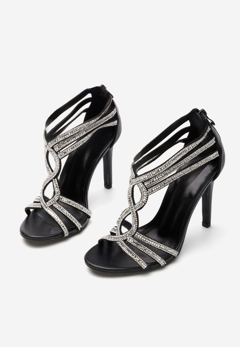 Sandales élégantes à talon noires Mathilda