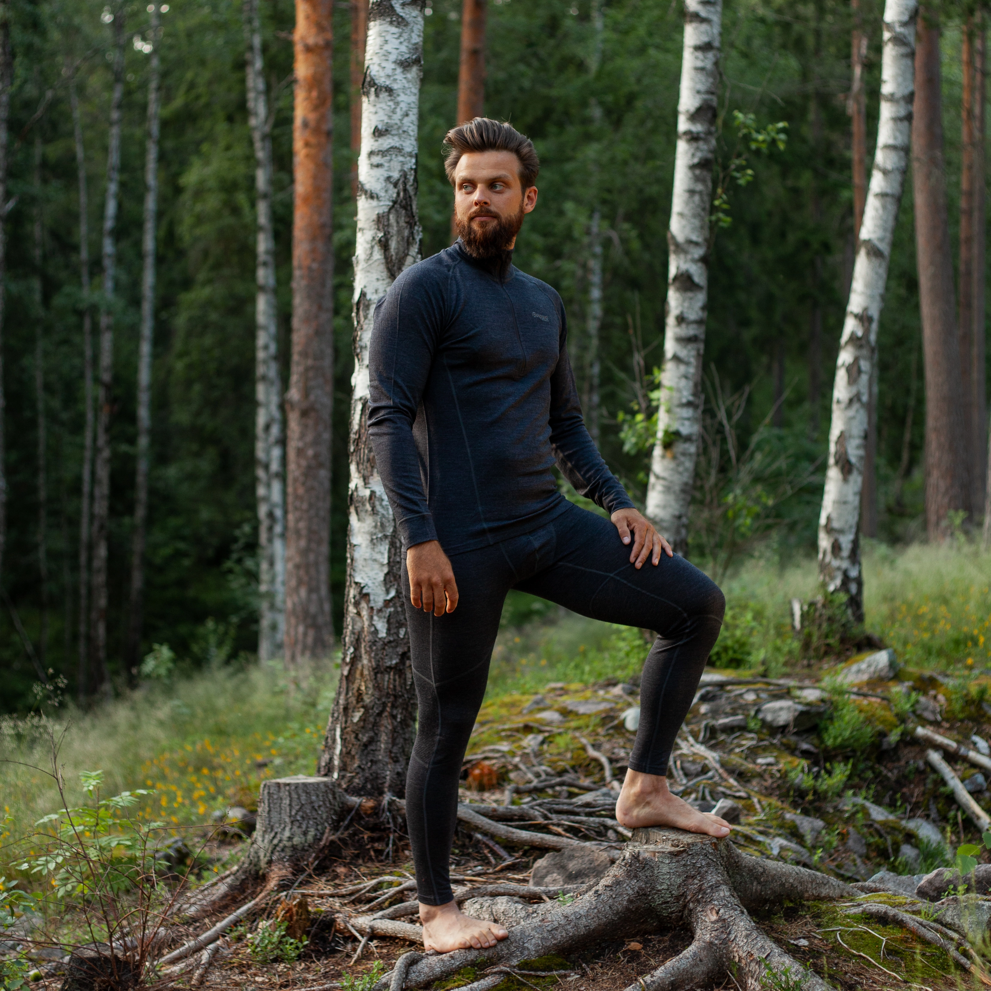 Inner:Pure Half Zip Solid Charcoal