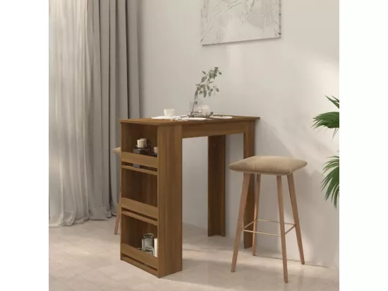 Table de bar et rangement chêne marron 102x50x103,5cm Aggloméré