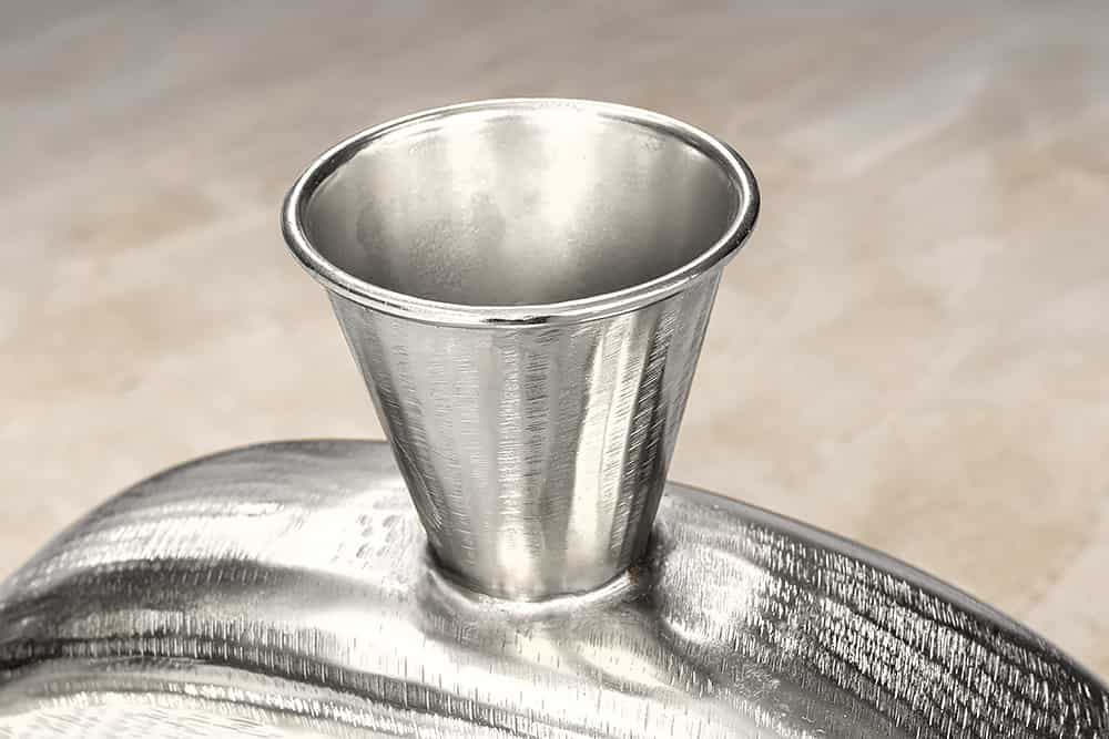 Handgefertigte Vase ORIENT L 50cm silber Metall Hammerschlag Design