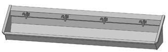 Intersan Sanilav muurwastrog m. 2-greeps mengkraan 300cm 5-personen RVS