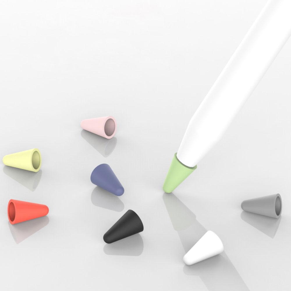 (8er Set) Apple Pencil (1. & 2. Gen. / Pro)  Ersatz Spitzen Schreibfedern Schutzkappen - Weiss