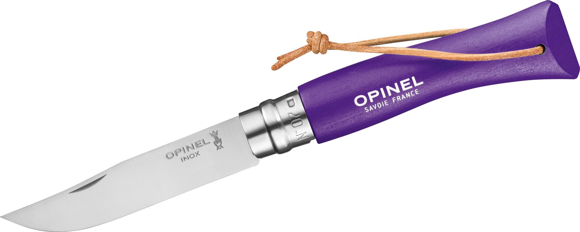 Opinel N°07 Colorama Sport Taschenmesser mit Lederkordel Klingenlänge 8 cm violett