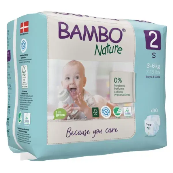 Fraldas Bambo Nature Tamanho 2 (3-6kg) - 30 unidades