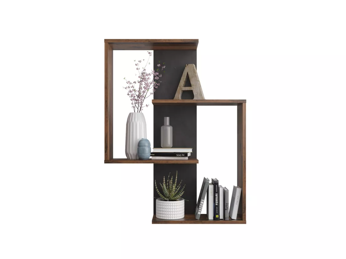 Etagère murale style contemporain en bois old style foncé - ET13037-3