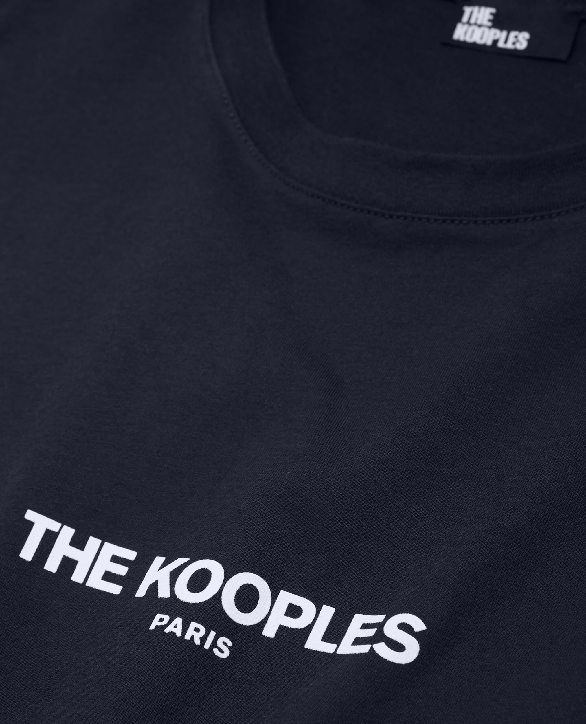 T-shirt bleu marine en coton imprimé