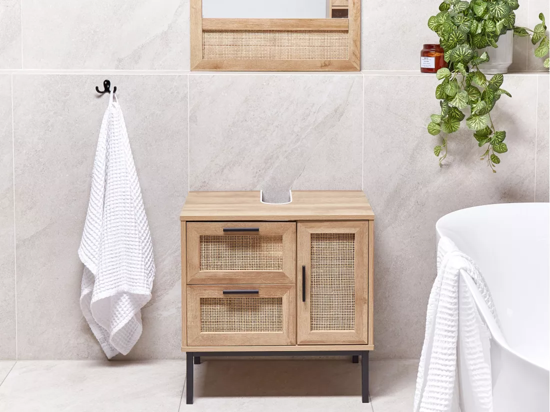 Meuble de salle de bain ROSELL 60 cm 40 cm 60 cm Marron clair