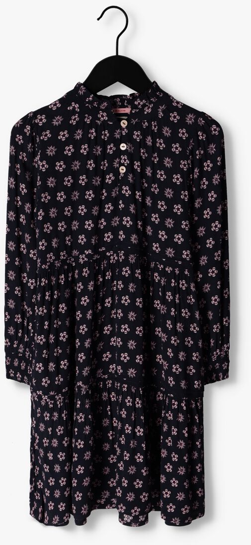 SCOTCH & SODA donkerblauwe scotch & soda midi jurk long sleeved all over printed crinkle