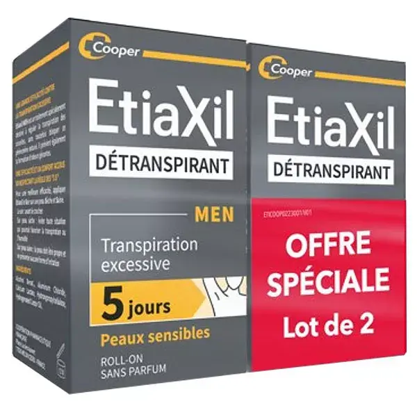 Etiaxil Desodorante Antitranspirante Masculino para Transpiração Excessiva, Pacote com 2 x 15ml