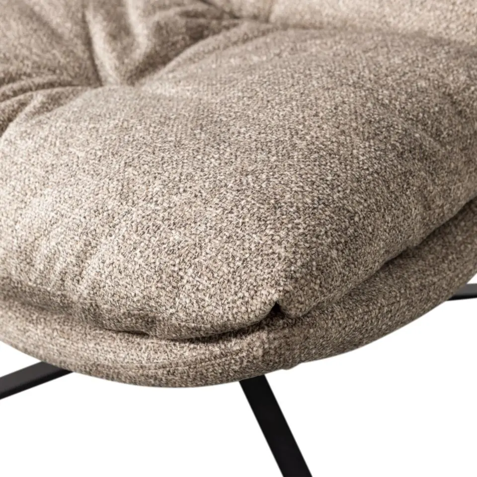 WOOOD Arve Draaifauteuil - Bedrukte Stof - Naturel Melange - 86x82x87