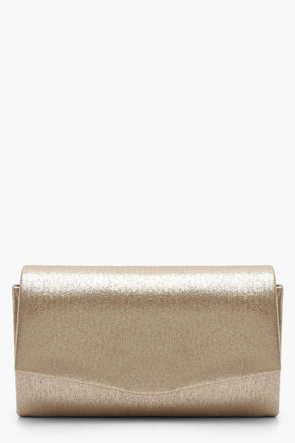 boohoo Structured Metallic Clutch Bag & Chain