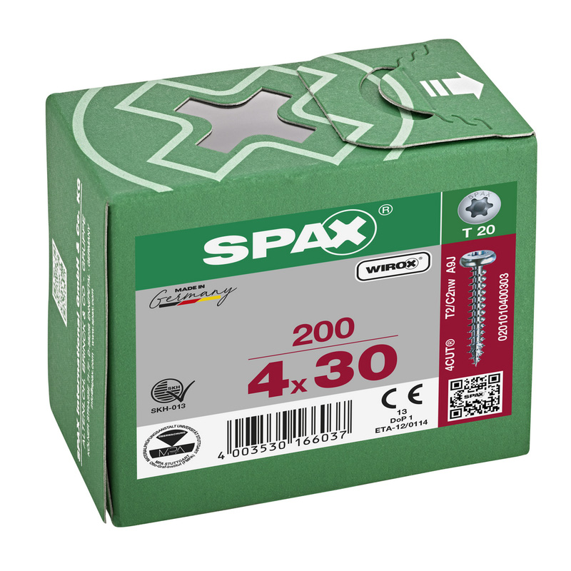 Spax universele schroeven bolkop voldraad 4x30mm TX20