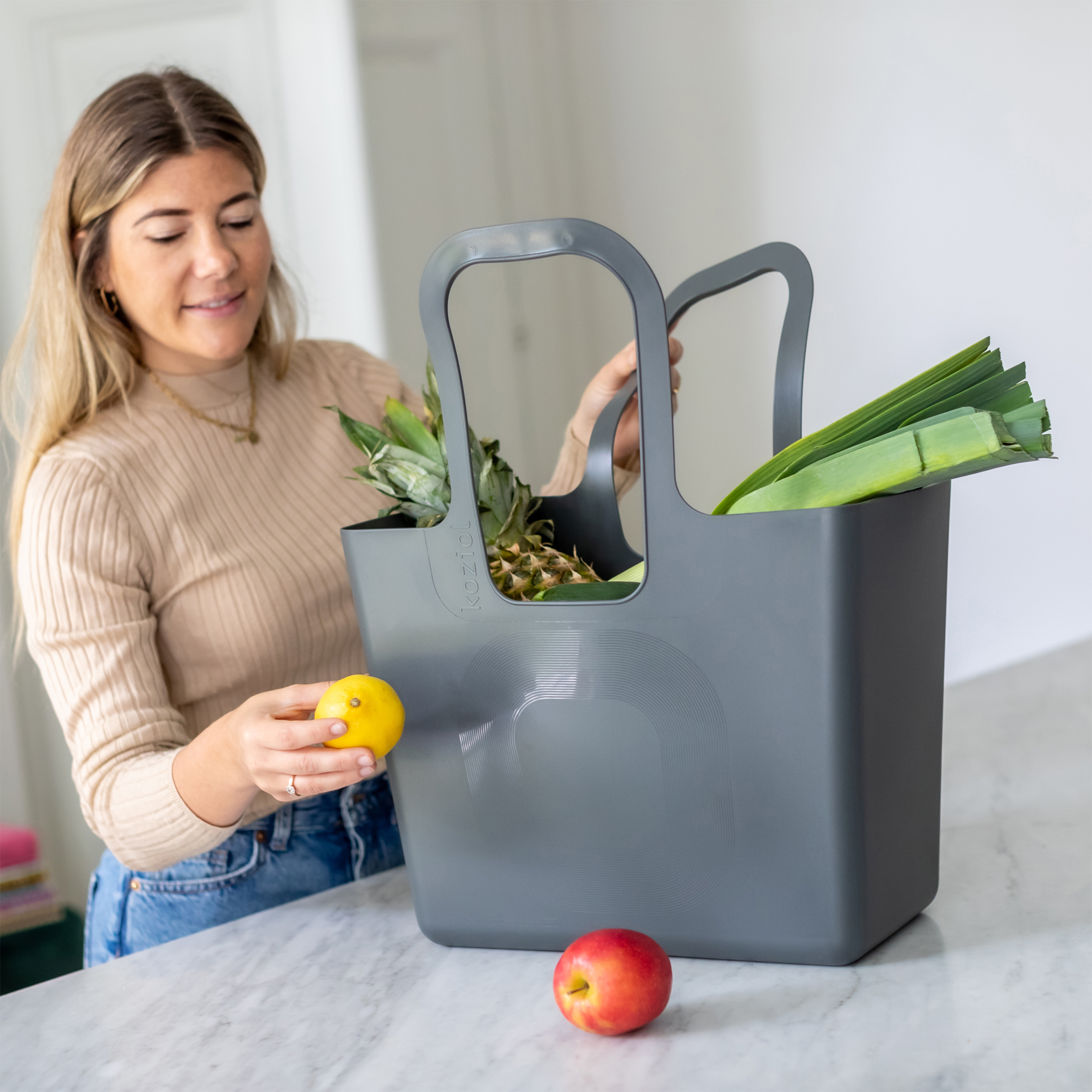 Koziol Tasche XL Tragetasche nature ash grey