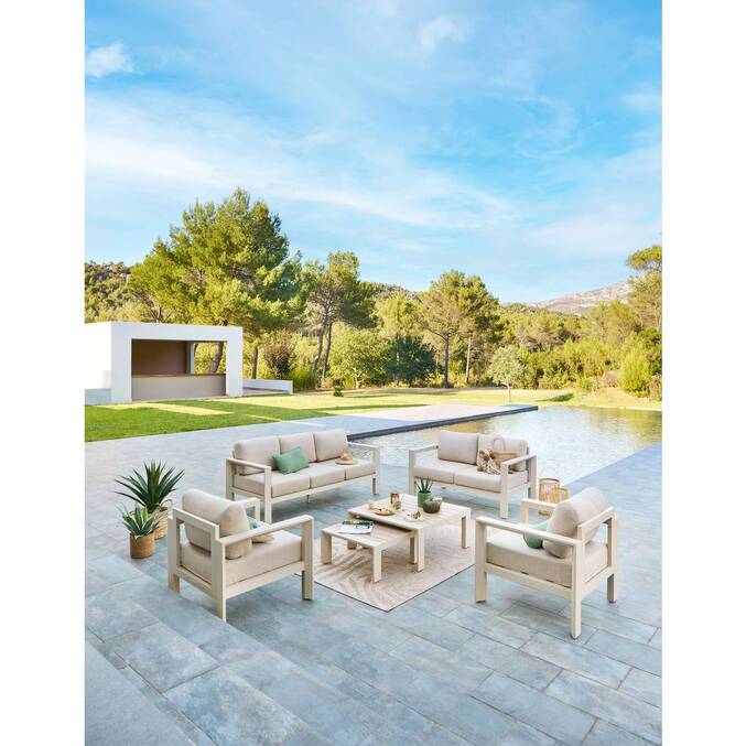 Table basse de jardin carrée ÉVASION Argile & Lin