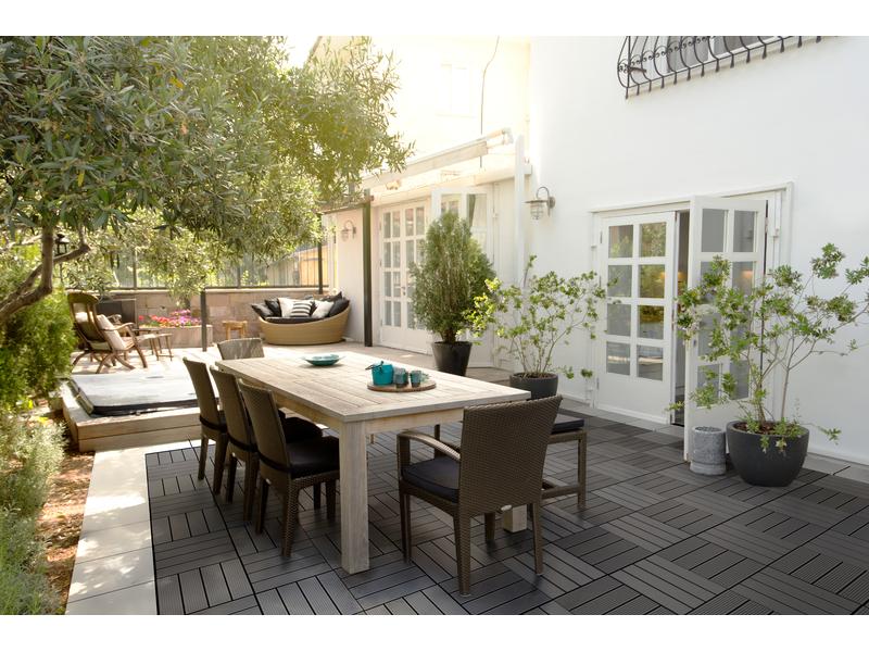Florco Balkon-& Terrassenplatten WPC anthrazit 30 x 30, 6 S Bodenplatte aus Holz-Kunststoffgemisch