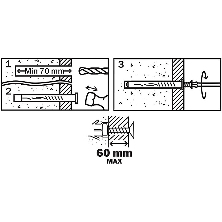 6 chevilles d'expansion Diall nylon pour cadres CSTX 10x120mm