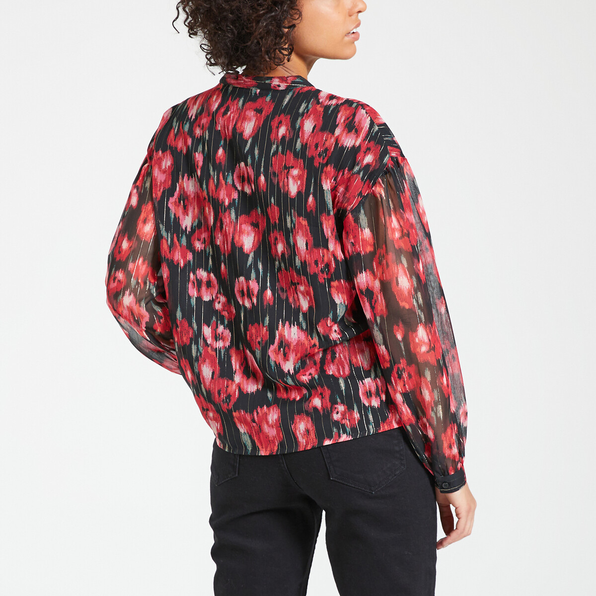 SOMENTE<br>Blusa, gola redonda, mangas compridas, estampa floral