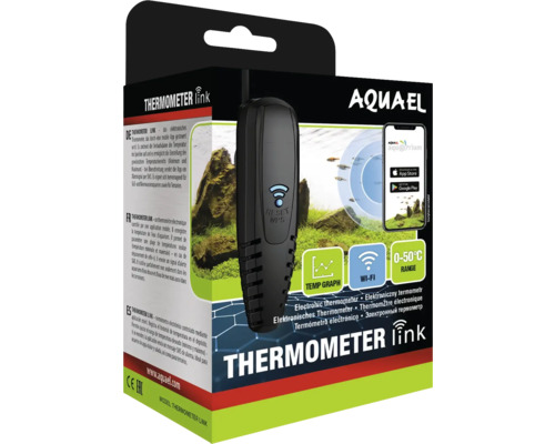 AQUAEL Thermometer Link, met app-bediening, kan gegevens registreren, werkt met wifi voor zoet- en zoutwaterterrariums, zwart, ca. 12 x 5 x 2,5 cm