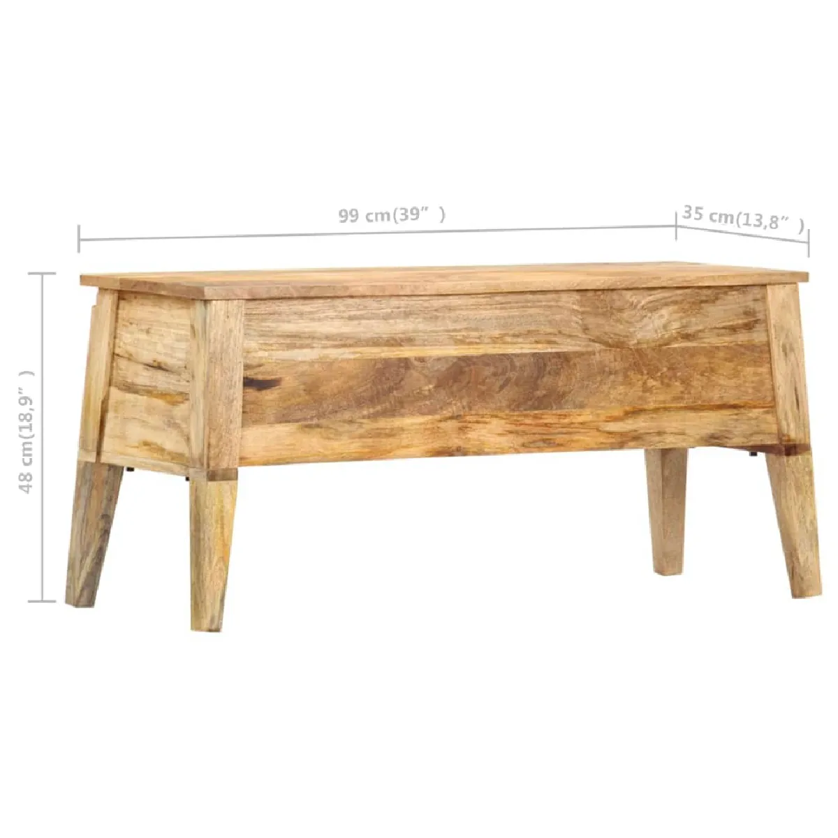 vidaXL Coffre de rangement Bois de manguier 99x35x48