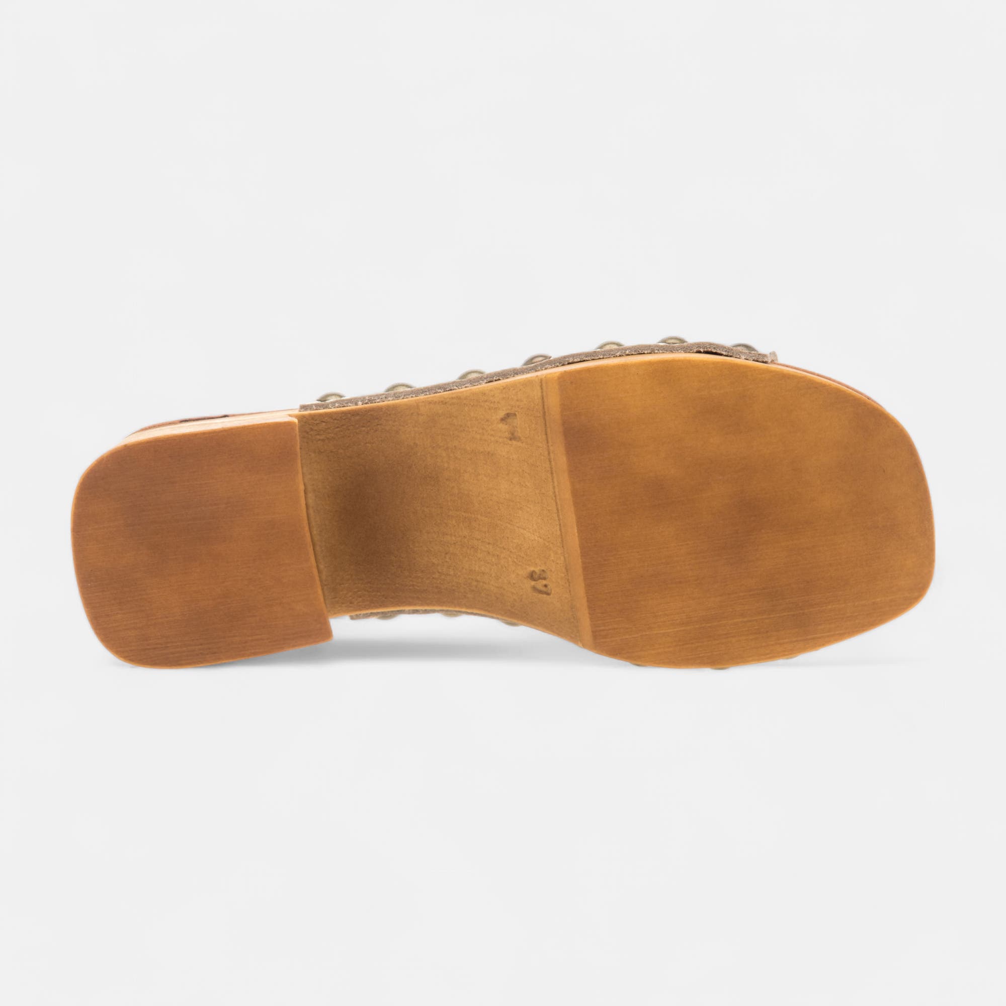 Chaussures semelle bois à talon Femme en cuir or