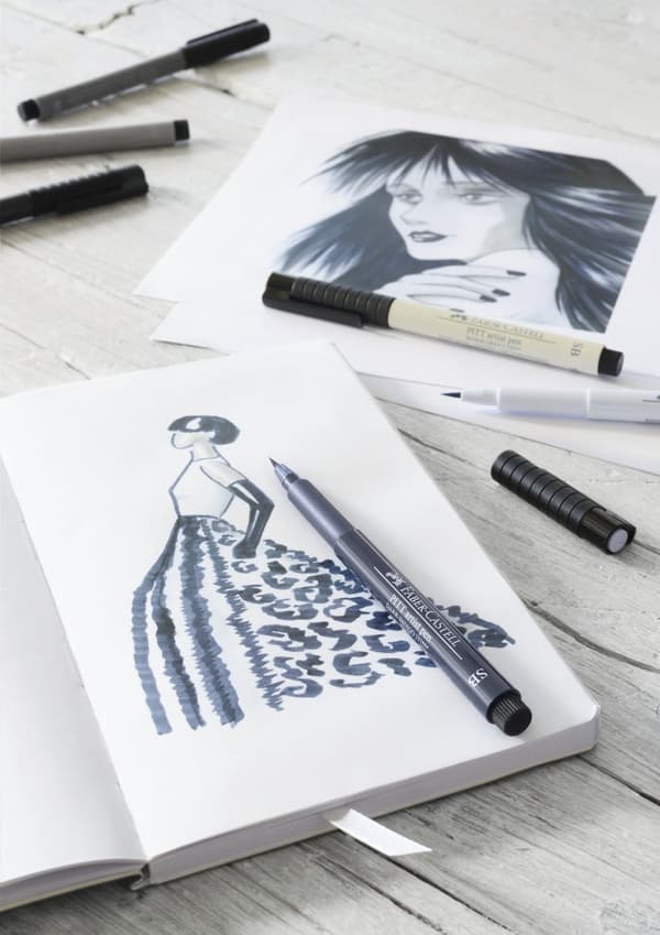 Soft Brush Pen Pitt Artist Etui 4 st Gråtoner Faber-Castell
