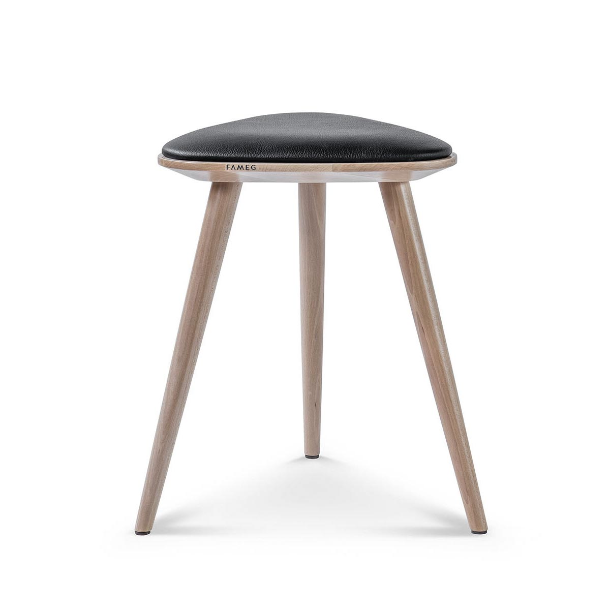 Houten krukje Finn whitewash met zitkussen - 49 cm