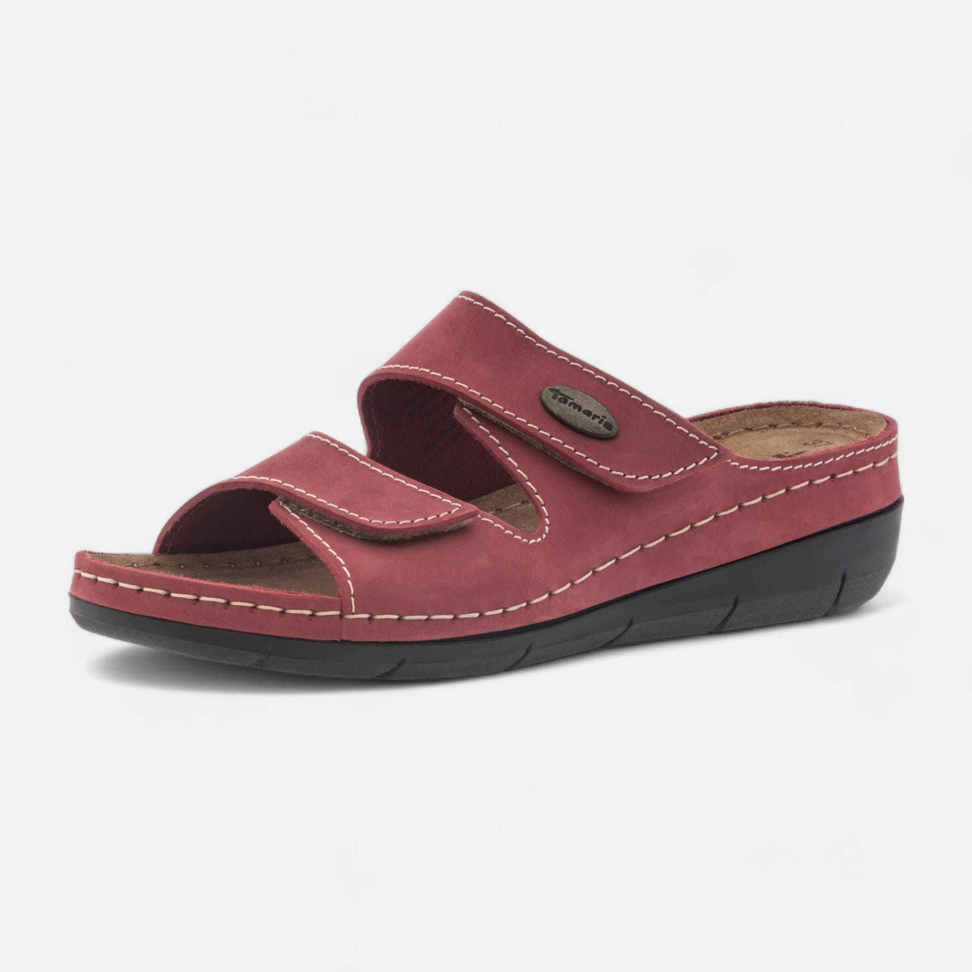 Chaussures confort paramédical Femme en cuir rouge